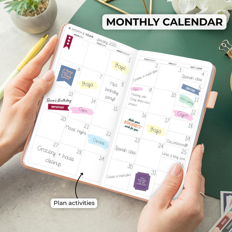 Clever Fox Pocket Planner Weekly â€“ Undated Monthly Goal Planner and Calendar, Mini Planner Perfect for Purse, 3.7x6.7" (Rose Gold) - Image 4